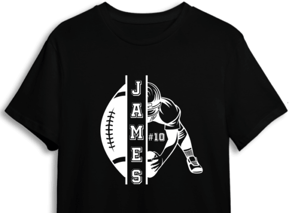 American football tshirt design, Half ball, half player, custom name ...