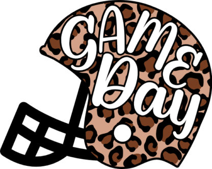 Game day, American football helmet clipart image, leopard skin design ...