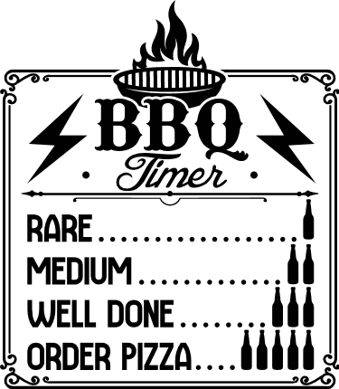 BBQ timer, rare, medium, well done, order pizza, funny apron