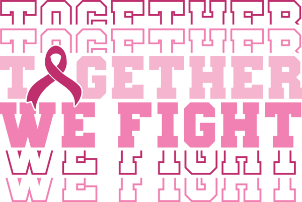 Together We Fight Echo Stacked Text Breast Cancer Awareness Tshirt