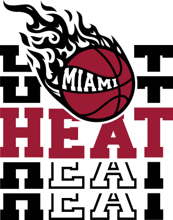 Miami heat, echo stacked text, basketball ball in fire, NBA fan tshirt ...