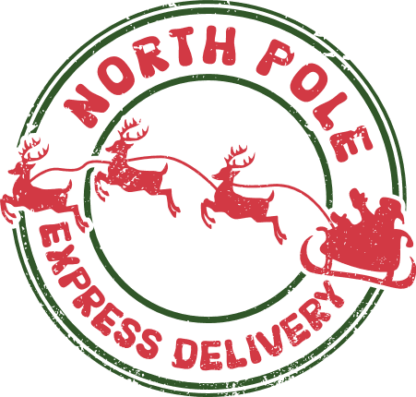 North pole express delivery, Distressed Santa mail stamp seal - free ...