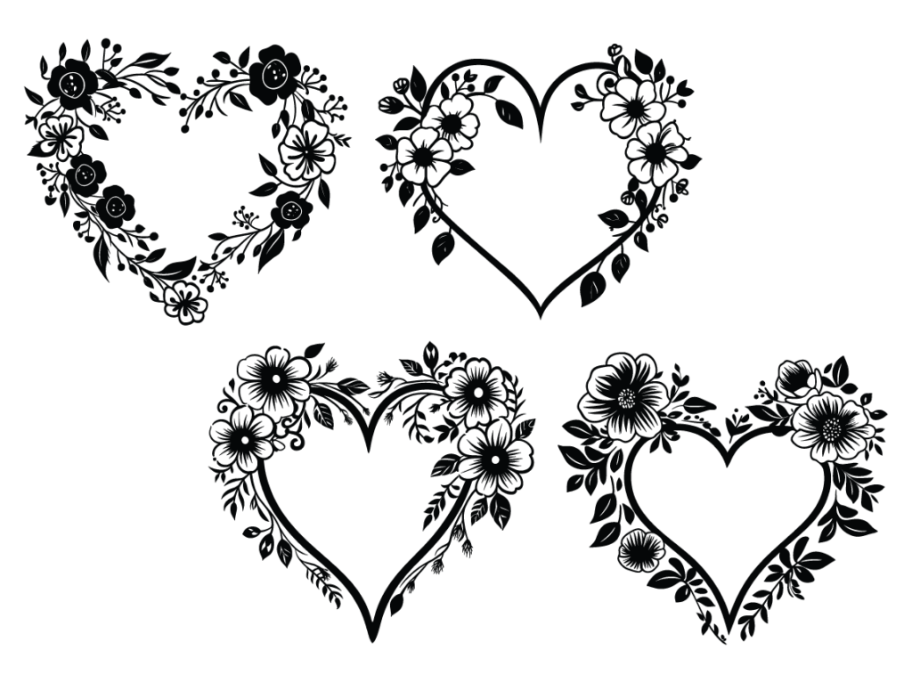 Floral hearts svg bundle free svg file for members, vector art ...