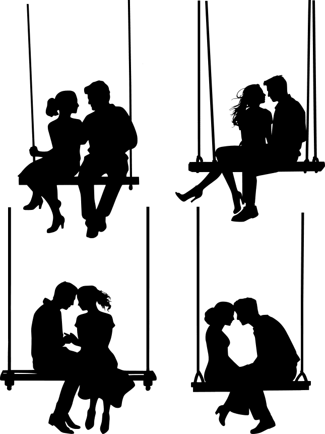 Premium Vector | Collection of romantic couple silhouettes in different  poses