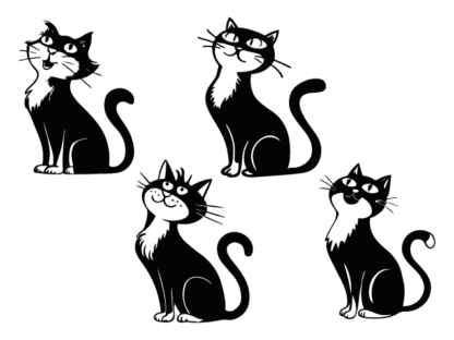 Hand Drawn Sitting Cats Free SVG File Bundle for Members - cute kitty clipart image