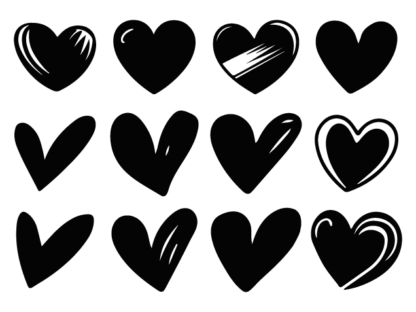 Hand Drawn Heart Bundle Free SVG File for Members - Valentine’s hearts clipart image