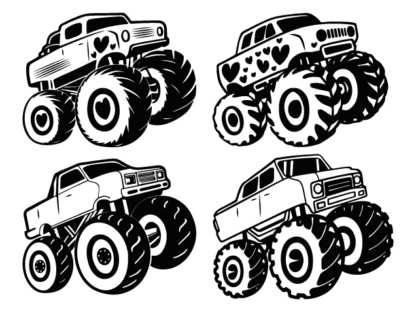 Valentine's Day Monster Truck Free SVG File bundle for Members - Off-Road Vehicle clipart