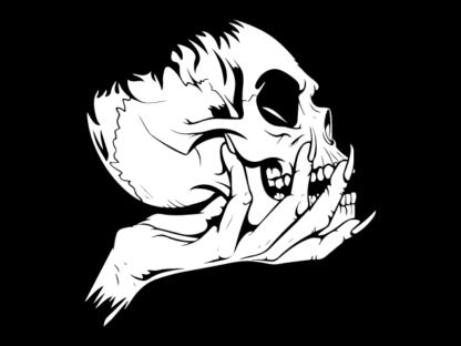 Creepy Skull in Clawed Hand Free SVG File for Members - Spooky skull hoodie design