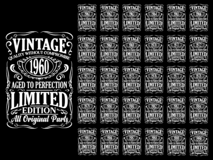 Vintage, aged to perfection, free svg file bundle for members, Personalized year birthday gift