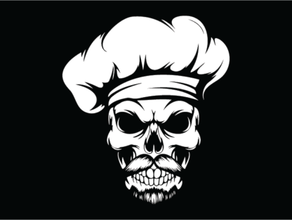 Skull with mustache and chef hat Free SVG File for Members - chef skull clipart image