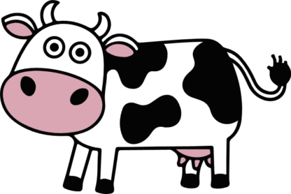 Cartoon Cow Illustration free svg file for members, farm animal clipart image, sticker