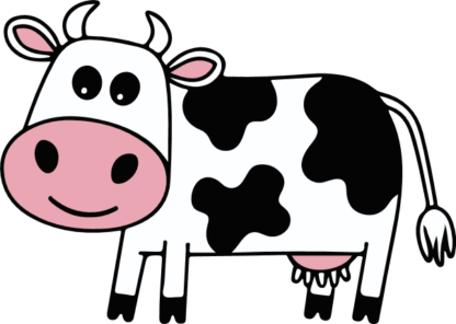 Smiling Cartoon Cow free svg file for members, farm animal clipart image, sticker