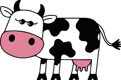 Farm Animal Cow with eyelashes free svg file for members, cute cartoon cow clipart image