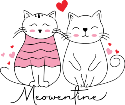 Meowentine Cat Couple Free SVG File for Members - Adorable Cat Lover Valentine’s Tshirt Design