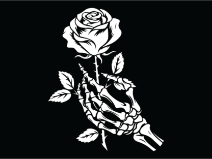 Skeleton Hand Holding a Rose Free SVG File for Members - Valentine’s day clipart image