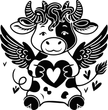 Highland Cow with Wings and heart Free SVG File for Members - Valentine's Day sticker