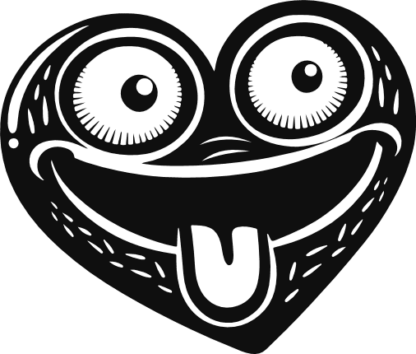 Crazy Smiley Heart Free SVG File - Funny Cartoon Face Clipart