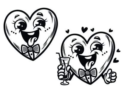 Cartoon emoji with bow Free SVG File for Members - Smiling Heart with Cocktail clipart