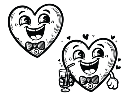 Cartoon smiley with bow Free SVG File for Members - Drunk Heart emoji clipart