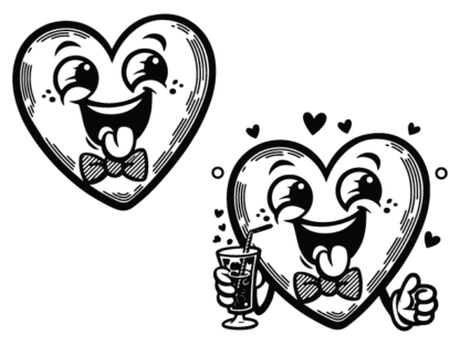 Cute Cartoon face heart Free SVG File for Members - Smiling Heart with Cocktail clipart