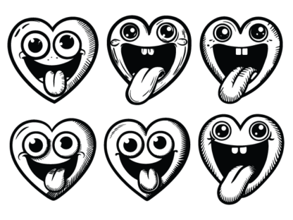 Tongue Out Smiley Faces Hearts Free SVG File Bundle for Members - smiling heart clipart