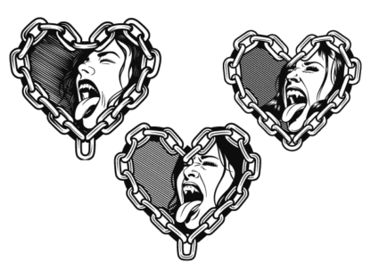 Horny Girl Face in Chain Heart Free SVG File Bundle for Members - Dark Love Design