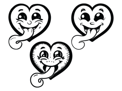 Playful Tongue Out Smiley Faces Hearts Free SVG File Bundle for Members - smiling heart clipart