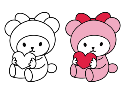 Cute Cartoon Bear holding a heart Free SVG File for Members - Valentine’s teddy clipart