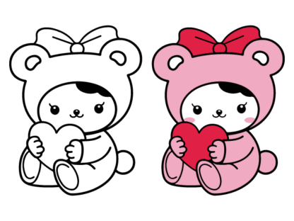 Adorable Teddy Bear holding a heart Free SVG File for Members - Valentine’s clipart