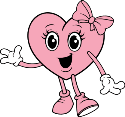 Cartoon Heart Character with bow Free SVG File for Members - Valentine’s clipart image