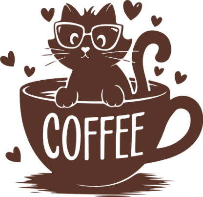 Adorable Cat in Coffee Cup Free SVG File for Members - coffee lover tote bag design