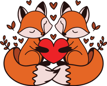 Cute Fox Couple with Heart Free SVG File for Members - Valentine’s Design