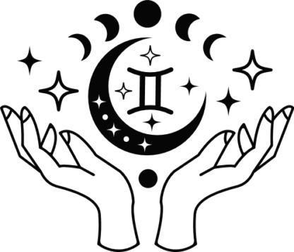 Gemini Zodiac, Mystical Hands and Moon Free SVG File for Members - Astrological wall sticker