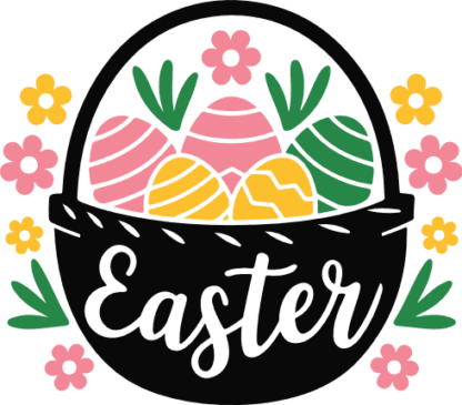 Floral Easter eggs basket Free SVG File for Members - Decorative Easter wall sticker