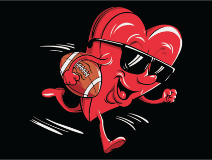 Running Heart holding American Football ball Free SVG File for Members - Sports sticker