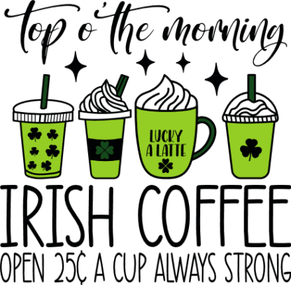 Top o' the Morning Irish Coffee Free SVG File for Members - 25c a cup, St. Patrick’s Day wall sign