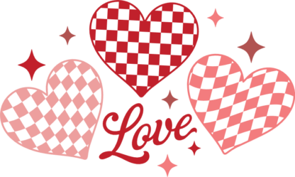 Love Checkered Hearts Free SVG File for Members - Valentine’s Tshirt Design