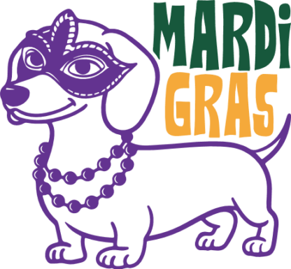 Mardi Gras Puppy Free SVG File for Members - Masquerade Beaded Dachshund Design