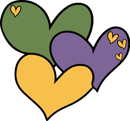 Mardi Gras Doodle Hearts Free SVG File for Members - Mardi Gras Festive hearts clipart