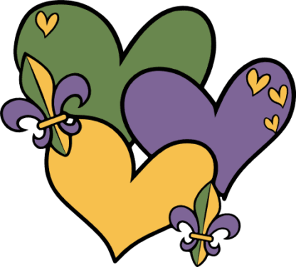 Fleur de lis Hearts Free SVG File - Mardi Gras heart design