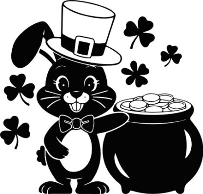 Lucky Leprechaun Bunny and Gold Pot Free SVG File for Members - St. Patrick’s Design