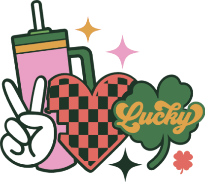 Lucky clover leaf, heart, peace sign Free SVG File for Members - St. Patrick’s Day Design