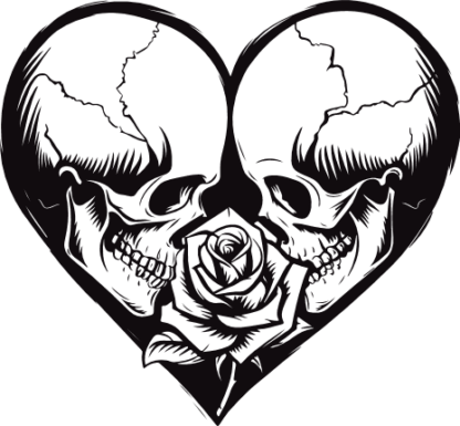 Skull Couple Heart with Rose Free SVG File - Gothic Valentine design