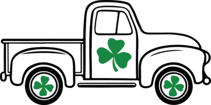 St. Patrick Clover Truck Free SVG File for Members - Vintage shamrock truck clipart