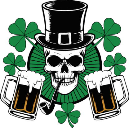 Leprechaun Skull Pipe Smoking and Beer mugs Free SVG File for Members - Patrick’s Day svg