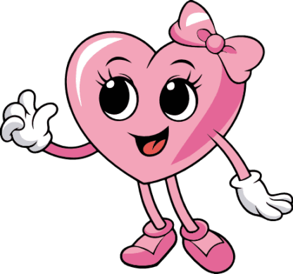 Adorable Cartoon Heart Character with bow Free SVG File for Members - Valentine’s clipart image