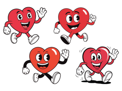 Cute Heart Mascot Free SVG File bundle for Members - Heart Cartoon character clipart