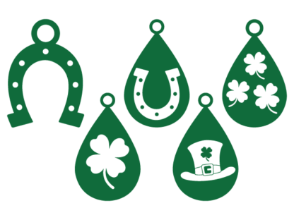 Horseshoe and Lucky Clover Earrings Free SVG File Bundle for Members - St. Patrick’s Design