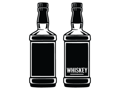 Whiskey Bottle silhouette Free SVG File for Members - Vintage Liquor clipart image