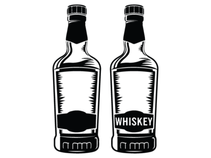 Half filled Whiskey Bottle Free SVG File for Members - Vintage Liquor clipart image